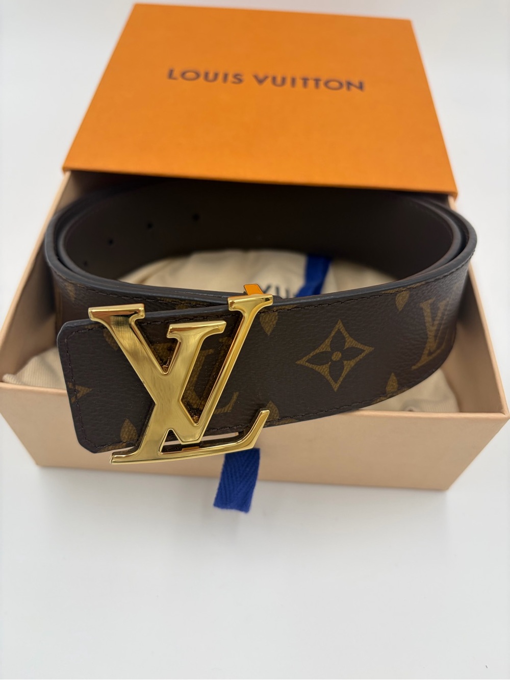 Louis Vuitton Initiales Monogram Reversible Canvas Belt Gold LV Buckle 80/32 - Picture 4 of 12